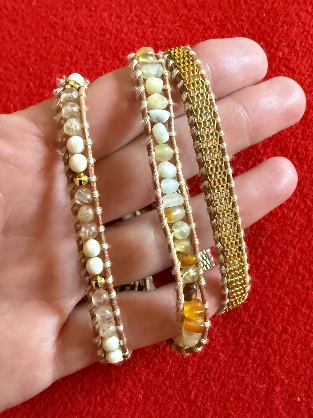Victoria Emerson multi wrap bracelet necklace leather gold beaded adjustable
